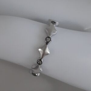 Freida Rothman Sterling silver ring size 7 3/4. Matte silver. Cubic zirconias.